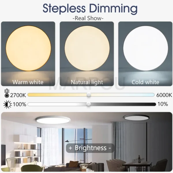 S0cf0cde0b68b4c9e8cf1df9751e3a1e1a.webp MARPOU Smart LED Ceiling Light - Dimmable with Remote Control