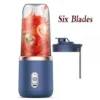 Portable USB Fruit Blender - 6-Blade Personal Juicer Cup