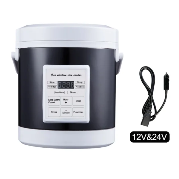 S41cf5582a0ca471aa6ee0bfce92483f3L.webp 12V/24V Mini Car Rice Cooker - 1.6L Portable Food Warmer & Steamer