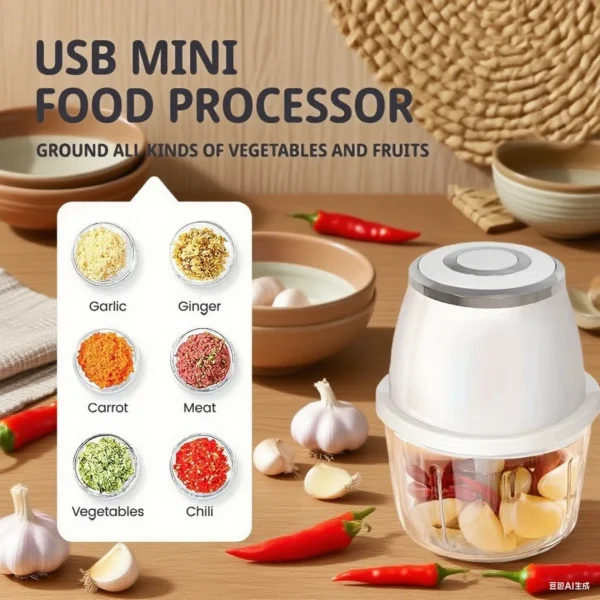 S4605580ae6834871a4a2ce81e73fc358e.webp 350ML USB Electric Food Chopper - Multifunctional Meat & Vegetable Grinder