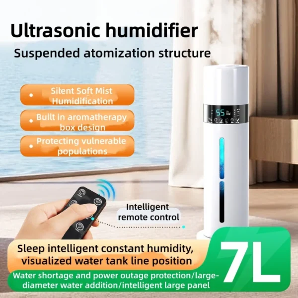 S53f5a2d97e8249e9ae98f3cac37fe45bc.webp 7L Smart Ultrasonic Air Humidifier - Cool Mist Diffuser with Night Light