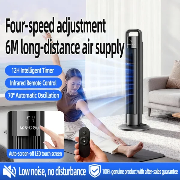 Bladeless Tower Fan, Quiet Operation, Remote Control, for Home Office Use, Floor Standing Air Cooler