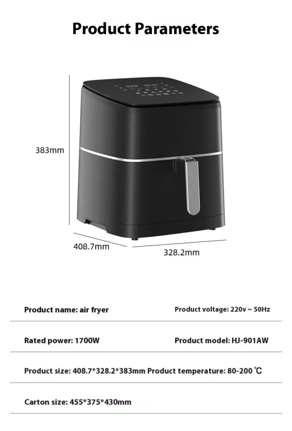 Stainless Steel Air Fryer - Large Capacity Oil-Free Cooker