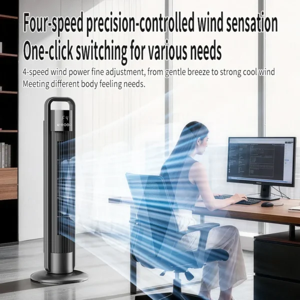 Bladeless Tower Fan, Quiet Operation, Remote Control, for Home Office Use, Floor Standing Air Cooler