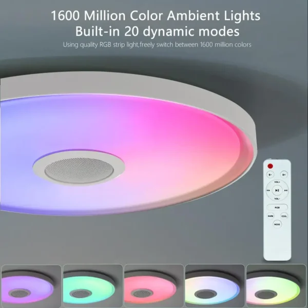 Smart RGB LED Ceiling Light - App & Remote Control with Bluetooth Speaker