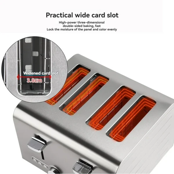 Commercial Stainless Steel Toaster - 4-Slice Automatic Bread Maker